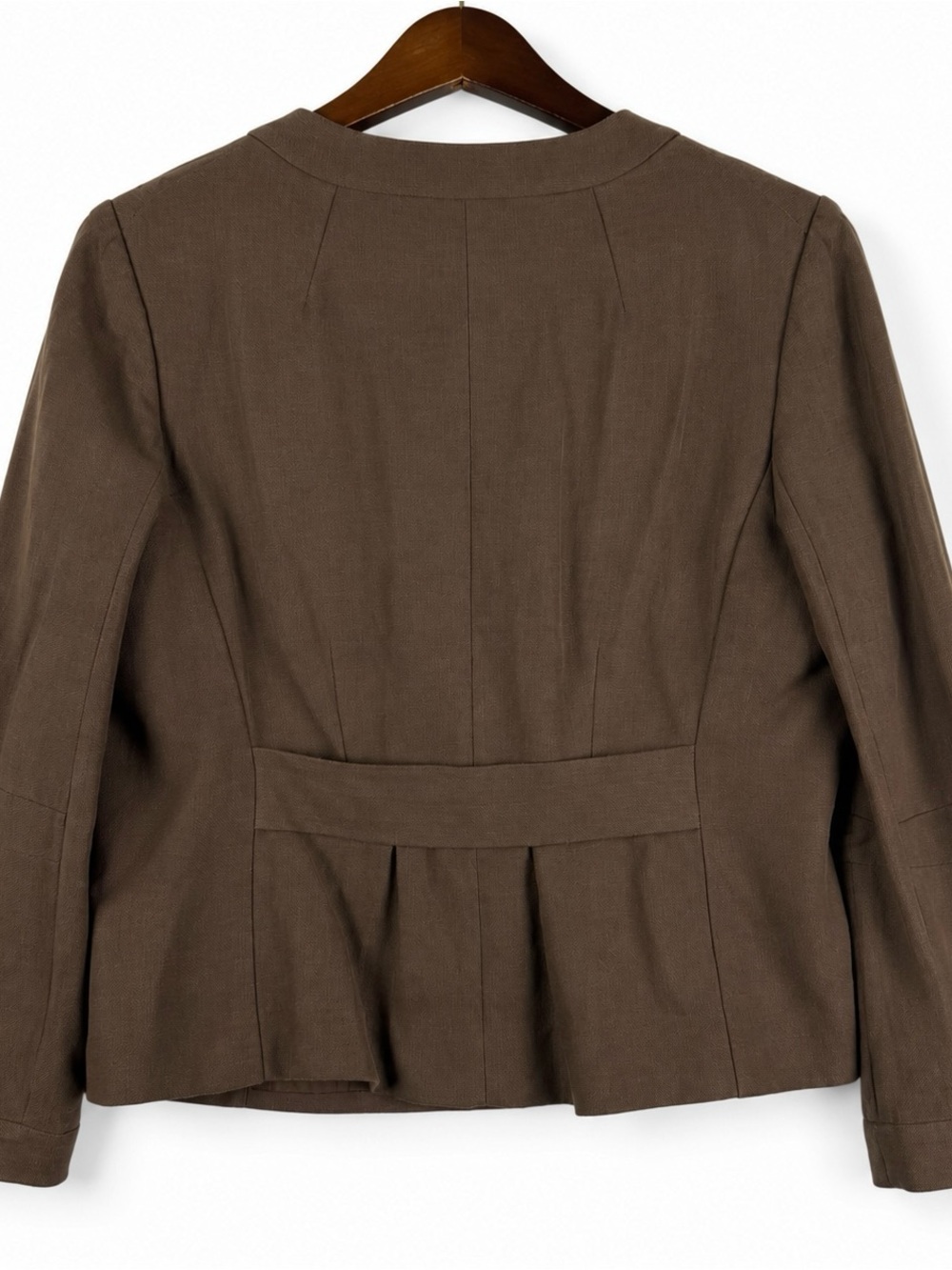 Victor Alfaro Silk Linen Brown Utility Blazer Jacket 12P - Picture 9 of 9